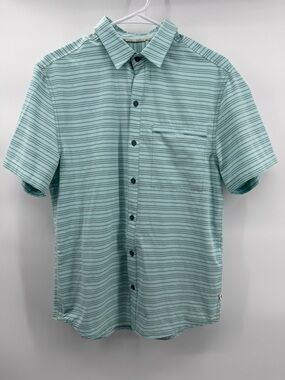 Cotopoxi Men’s Cambio Short Sleeve Button-Up- Sea Glass Stripe- Size Small